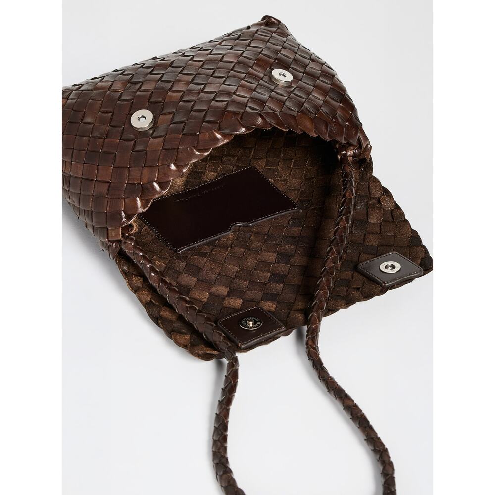 Loeffler Randall Billie Woven Leather Shoulder Bag Chocolate NWT - Picture 5 of 9